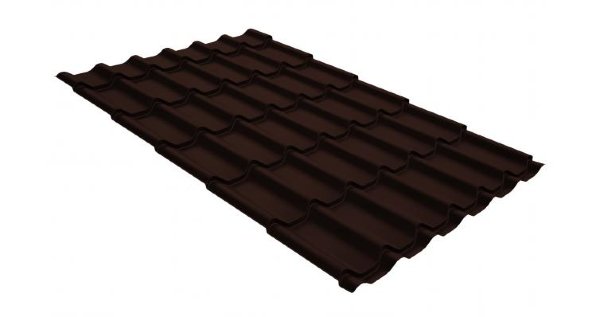 Металлочерепица классик GL 0,5 GreenCoat Pural Matt RR 887 шоколадно-коричневый (RAL 8017 шоколад) купить в Обнинске