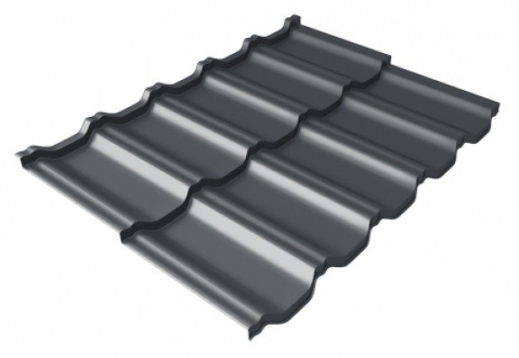Металлочерепица модульная Квинта Uno Grand Line c 3D резом 0,5 Satin Мatt RAL 7024 мокрый асфальт купить в Обнинске