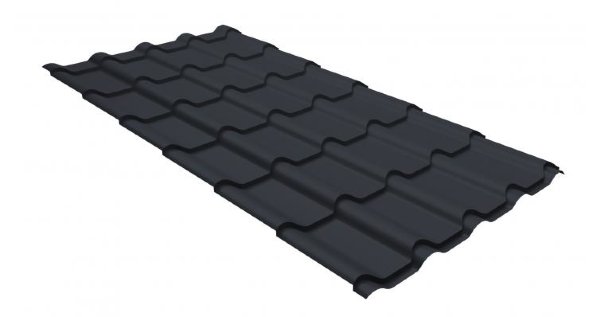 Металлочерепица камея GL 0,5 GreenCoat Pural matt RR 23 темно-серый (RAL 7024 мокрый асфальт) купить в Обнинске