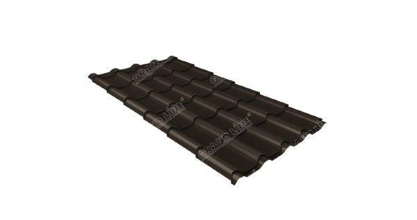 Металлочерепица камея GL 0,5 GreenCoat Pural RR 32 темно-коричневый (RAL 8019 серо-коричневый) купить в Обнинске