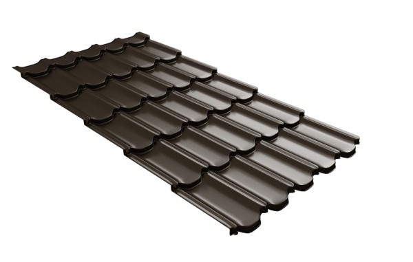 Металлочерепица квинта плюс с 3D резом 0,5 GreenСoat Pural Matt RR 32 темно-коричневый (RAL 8019 серо-коричневый) купить в Обнинске