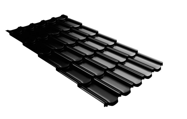 Металлочерепица квинта плюс с 3D резом 0,5 GreenСoat Pural Matt RR 33 черный (RAL 9005 черный) купить в Обнинске