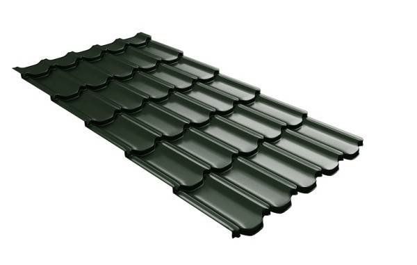 Металлочерепица квинта плюс с 3D резом 0,5 GreenСoat Pural RR 11 темно-зеленый (RAL 6020 хромовая зелень) купить в Обнинске