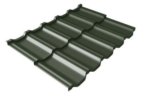 Металлочерепица модульная Квинта Uno Grand Line c 3D резом 0,5 GreenСoat Pural Matt RR 11 темно-зеленый (RAL 6020 хромовая зелень) купить в Обнинске