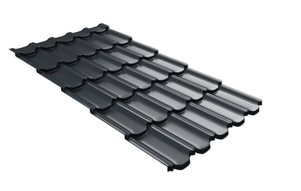 Металлочерепица квинта плюс с 3D резом 0,5 Satin RAL 7016 антрацитово-серый купить в Обнинске