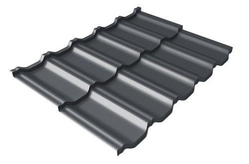 Металлочерепица модульная Квинта Uno Grand Line c 3D резом 0,5 Velur RAL 7024 мокрый асфальт купить в Обнинске