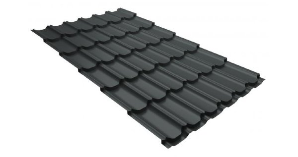 Металлочерепица квинта плюс 0,5 GreenCoat Pural RR 23 темно-серый (RAL 7024 мокрый асфальт) купить в Обнинске
